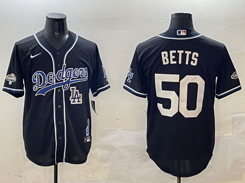 Men Los Angeles Dodgers 50 Betts Black Fashion Game 2025 Nike MLB Jersey style 3069